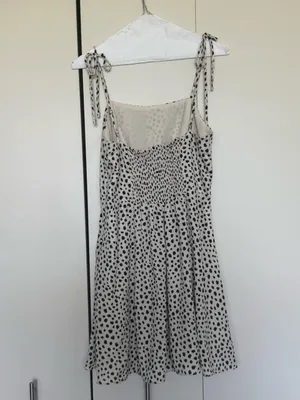 Francesca's Cream and Black Polka Dot Tie-Shoulder Sundress thumbnail 6