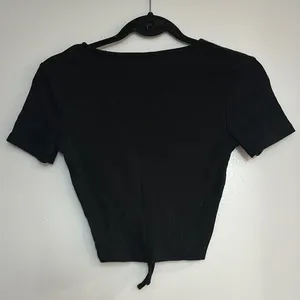MOVING SALE Zara Black Crop Front Ruched T-Shirt thumbnail 6