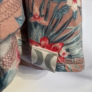 Hurley Pink Tropical Floral Long Sleeve Shorts Pajamas Womens SZ L thumbnail 2