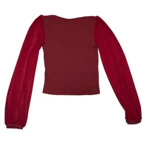 Intimately‎ Free People Wine Red Sheer Mesh Long Sleeve Ribbed Crop Top M/L thumbnail 4