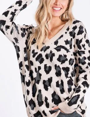 Oversized Leopard Print Sweater Multi thumbnail 1
