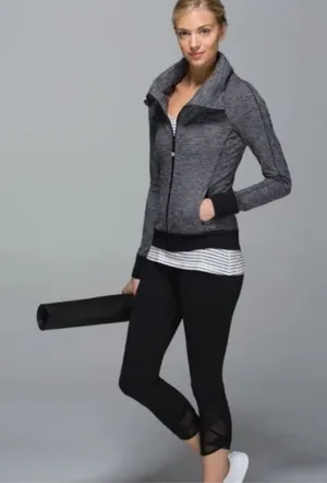 Lululemon Be Present Jacket Coco Pique Black 2 thumbnail 1