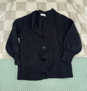 Babaton Black Chunky Wool Blend Button-Front Cardigan XS thumbnail 1