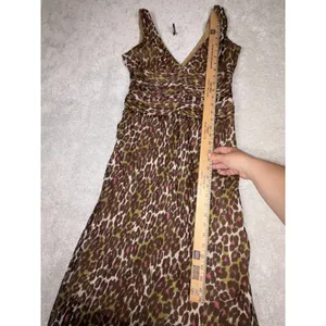 Trina‎ Turk leopard print dress V-neckline silk dress 8 Midi Gathered Waist thumbnail 8