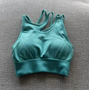 Gymshark‎ Ribbed Seamless Sports Bra Teal Size XS thumbnail 1