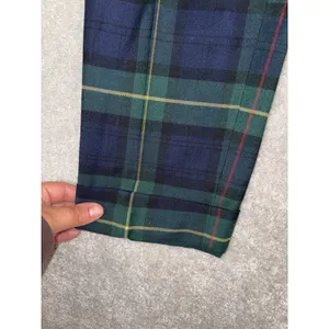 NWT‎ Lauren Ralph Lauren Plaid Tartan Cuffed Ankle Trousers Women's 2 Wool Navy thumbnail 3