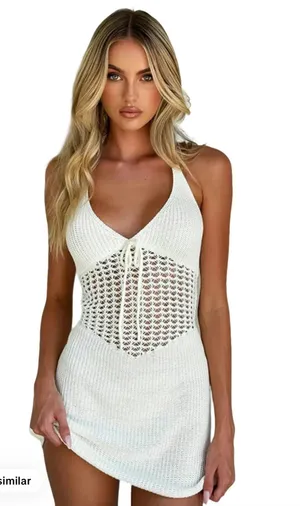 swimsuit cover up White thumbnail 1