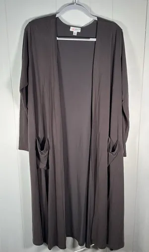 LuLaRoe Women’s Large Gray Long Duster Cardigan Open Front w/ Pockets thumbnail 1
