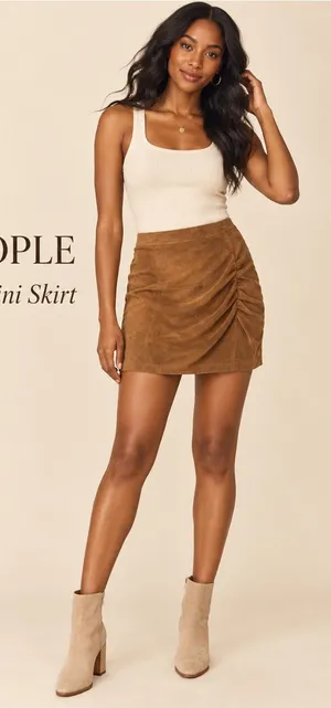 Free People Rumi Ruched Mini Skirt — Chestnut Brown thumbnail 1
