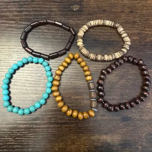 Turquoise and Brown Layered Beaded Bracelet Set Multiple thumbnail 3