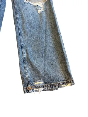 We The Free People Wide Leg Loose Fit Jeans Distressed Crvy Size 35 Women's thumbnail 5