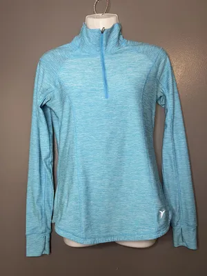 Old Navy Pullover Womens XS Blue 1/4 Zip Mock Neck Athletic Running Top thumbnail 2