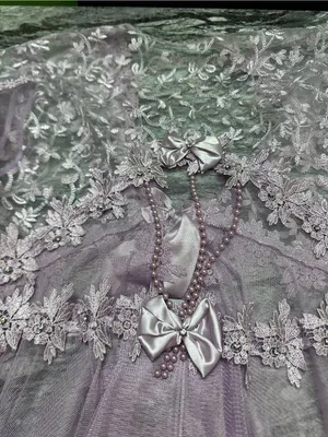 Embroidered Sheer Lace Robe in Light Lavender - Elegant Layering M thumbnail 11