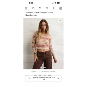 American Eagle AE Whoa So Soft Sz M Fair Isle Sweater Pink Cropped Boho Cozy New thumbnail 2