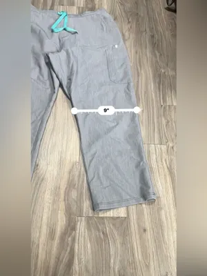 Figs Heather Gray Track Pants with Teal Drawstring thumbnail 7