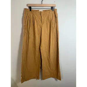 Anthropologie Mustard Yellow Wide Leg Pleated Cinch Back Trousers Size 6 thumbnail 3