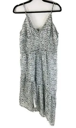 Leith Dress Asymmetric Crinkled Ruffle Floral Sleeveless Black White XL thumbnail 1