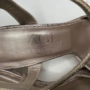 AGL Attilio Giusti Leombruni Women's Metallic Bow Ankle Strap Heels Size‎ 38 thumbnail 7