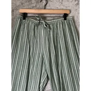 Cozy Earth Pajama Set Womens Large Green White Stripe Button Up Drawstring Pants thumbnail 12