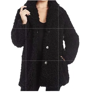 NWT Kendall + Kylie Coat Sz M Shaggy Faux Fur Reversible Mid-Length Notch Collar thumbnail 2
