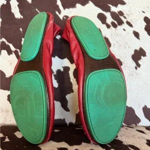 Tieks Red Leather Ballet Flats Foldable Travel Shoes Size 8 thumbnail 5