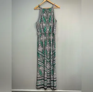 White House | Black Market SALE! Green Patterned Maxi Dress Size M EUC thumbnail 4