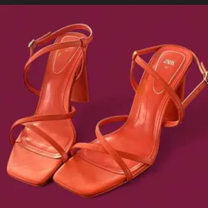 Orange Zara Strappy heels spring classic party evening $58 casual thumbnail 1
