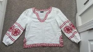 Red and White J.CREW Blouse thumbnail 1