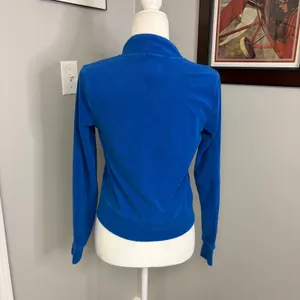Juicy by Juicy Couture Blue Velour Zip Up Track Jacket Small Embroidered Crown thumbnail 4
