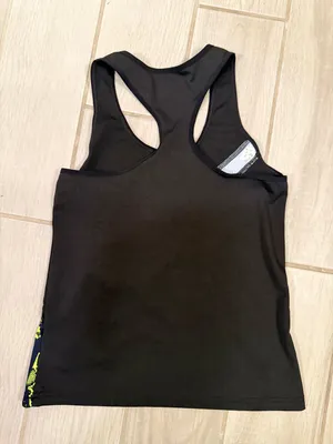 PINK Victoria's Secret Black Tank with Neon Yellow Diagonal Print thumbnail 3