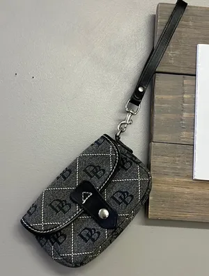 Dooney & Bourke Flap “DB” Wallet Wristlet- approx 6.5”/4.25”/1.25” thumbnail 1