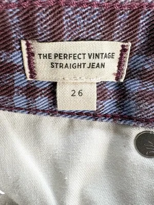 Like New Madewell The Perfect Vintage Straight Jeans Cabernet Plaid Size 26 thumbnail 8