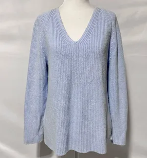 J Crew Cotton V-Neck Vented Hem Tunic Sweater AV009 Light Blue Size Medium thumbnail 2