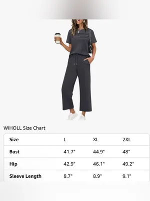 WIHOLL Two Piece Sets for Women Summer Spring Travel Vacation Outfits Short Slee thumbnail 3