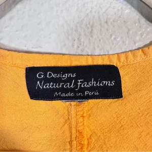 G Designs Orange Embroidered Boho Blouse Womens M Peasant Fairycore Renaissance thumbnail 8