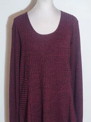 Maurices Burgundy and Black Ribbed Knit Tunic Size XL thumbnail 3