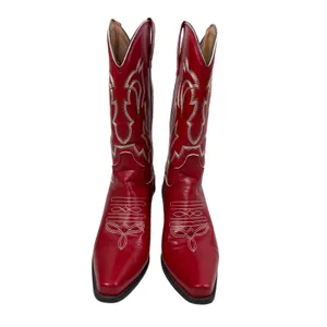 Womens Red Faux Leather Classic Embroidered Mid Calf Western Cowgirl Boots 6.5 thumbnail 2