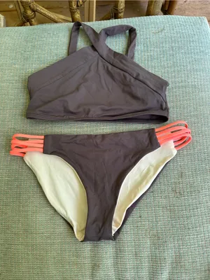 NWOT L*Space Low Down high neck bikini set grey small thumbnail 2