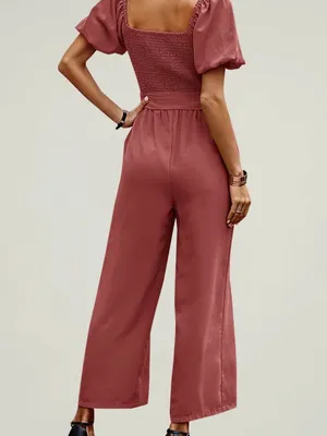 Dark Pink Short Sleeve Jumpsuit Sz XL thumbnail 2