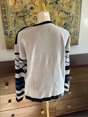 Gianni Bini Blue Knit Top with Black Trim thumbnail 4