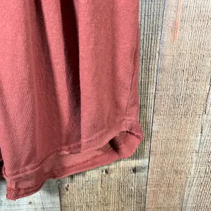 Bohme Rust Red Cotton Blend Pleated Flutter Sleeve Boho Blouse Top Small S thumbnail 3