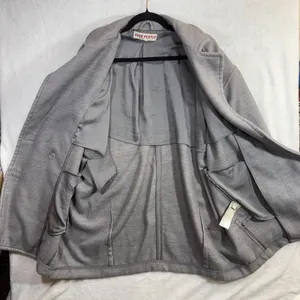 Free People S Oversized‎ Double Breasted Knit Blazer Jacket Gray Minimal Winter thumbnail 3