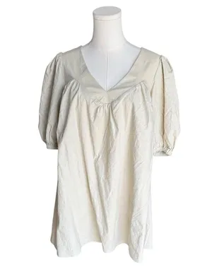 Tularosa - NWT Sydney Mini Sandstone Linen Blend Puff Sleeve Open Back Tie Sz M thumbnail 3