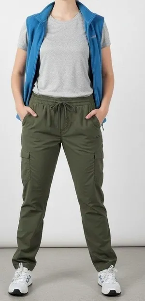 Columbia‎ Women's XL Olive Green Hiking Cargo Pants Lightweight Drawstring Waist thumbnail 1