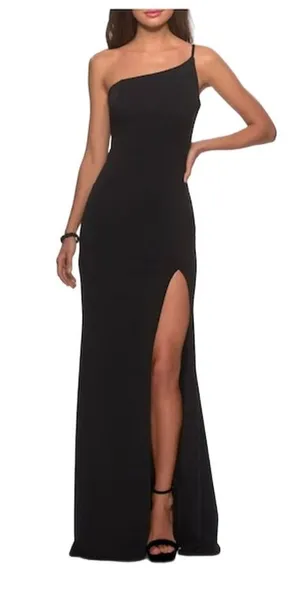 La Femme Women's Black One-Shoulder Formal Gown Size 0 Long Dress thumbnail 1