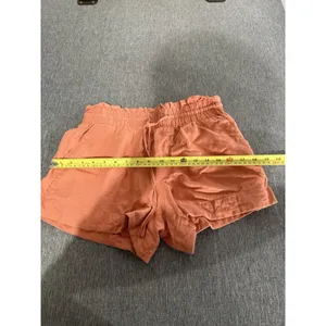 women's A New Day Orange linen blend shorts size small 3" inseam elastic waist thumbnail 3
