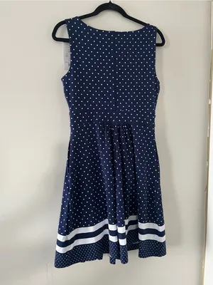 NWT Lands End Navy Blue White Polka Dot Athletic Mini Dress Small Tennis Golf thumbnail 7