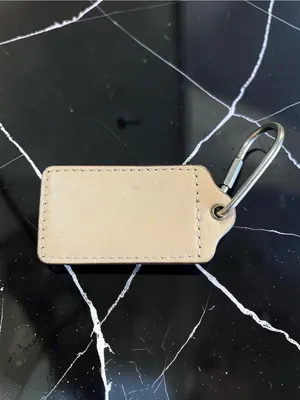 Coach Leather Key Tag in Beige and Silver Hardware thumbnail 5