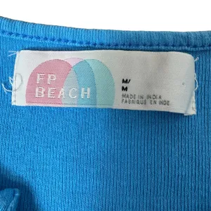 Free People Beach Lainey Romper Size M Blue V-Neck Stretch Relaxed Fit Knit Boho thumbnail 6