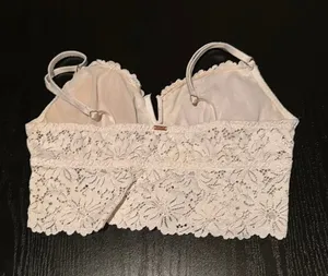 PINK white lace bralette thumbnail 1